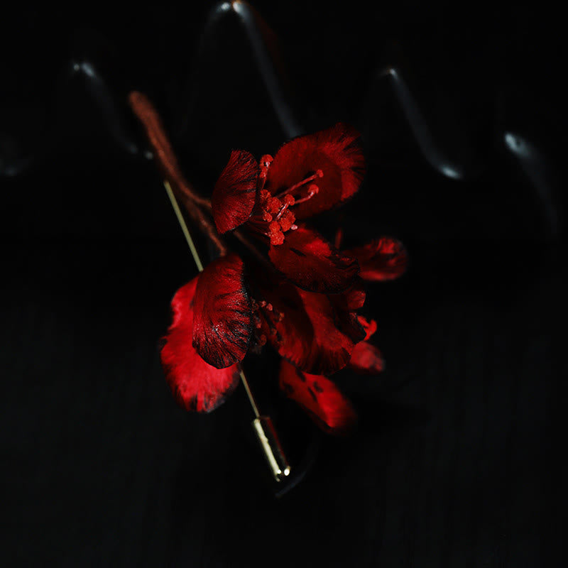 Buddha Stones Broche de bendición de flor de ciclamen y persicum, hecho a mano con arte de seda - image 8