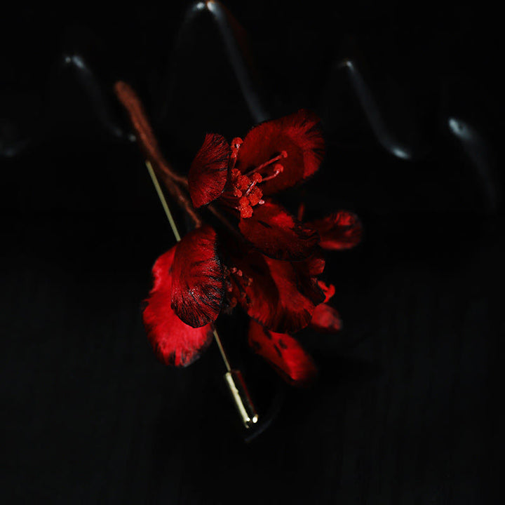 Buddha Stones Broche de bendición de flor de ciclamen y persicum, hecho a mano con arte de seda - image 8