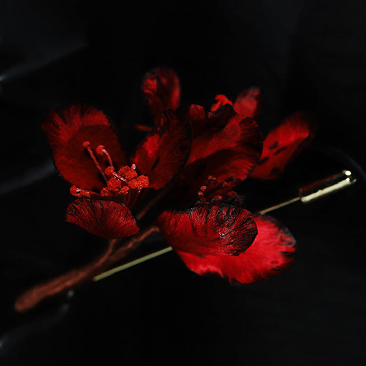 Buddha Stones Broche de bendición de flor de ciclamen y persicum, hecho a mano con arte de seda - image 7
