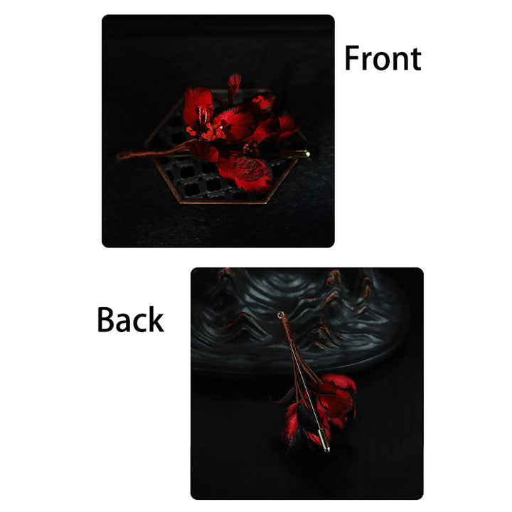 Buddha Stones Broche de bendición de flor de ciclamen y persicum, hecho a mano con arte de seda - image 9