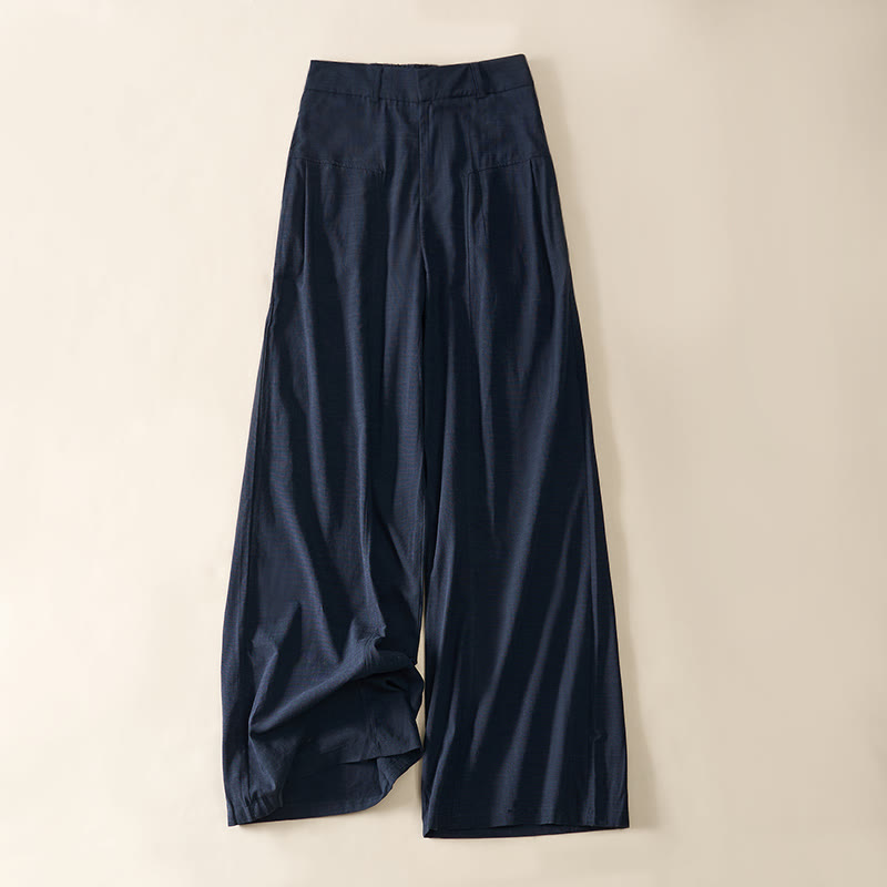 Buddha Stones Pantalones anchos de algodón con cremallera y bolsillos para mujer - Azul marino (el tono puede variar) - US8-10，UK/AU12-14，EU40-42 (2XL) - image 0