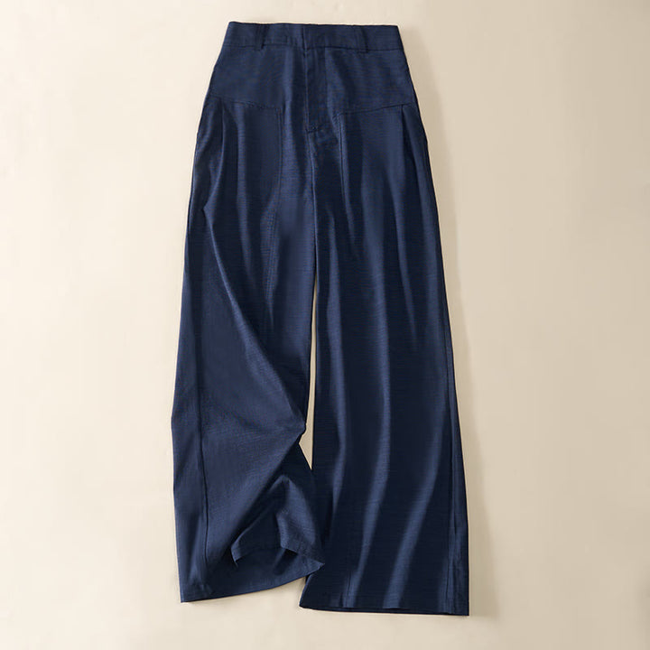Buddha Stones Pantalones anchos de algodón con cremallera y bolsillos para mujer - image 3