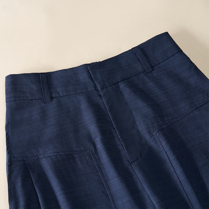 Buddha Stones Pantalones anchos de algodón con cremallera y bolsillos para mujer - image 4
