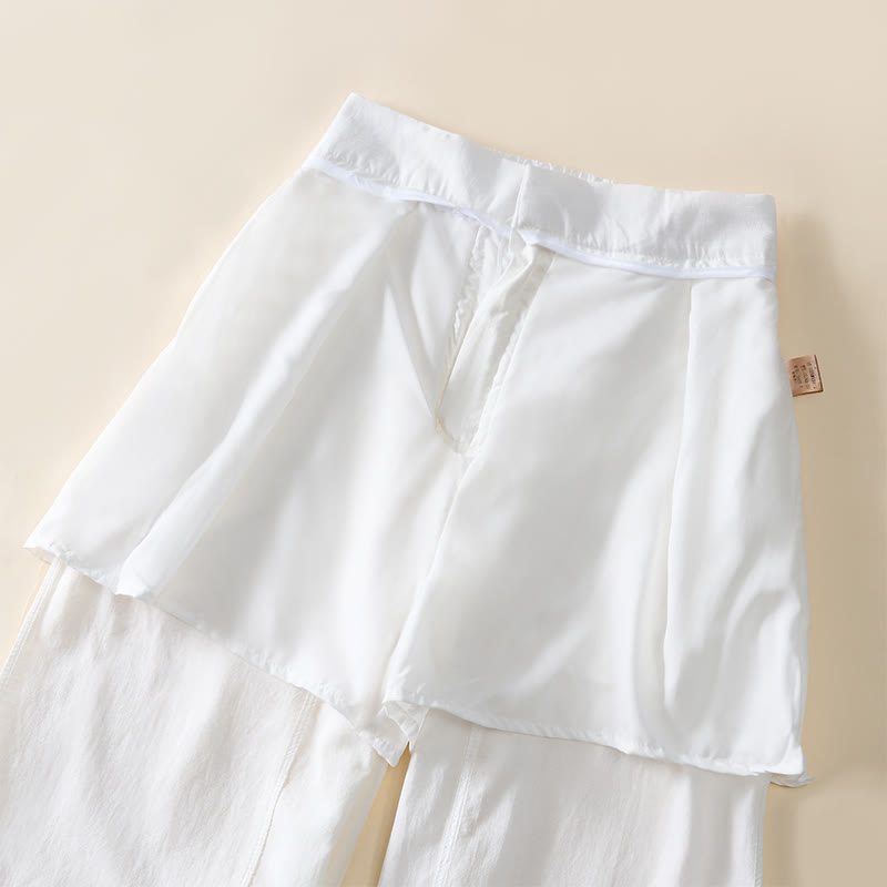 Buddha Stones Pantalones anchos de algodón con cremallera y bolsillos para mujer - image 13