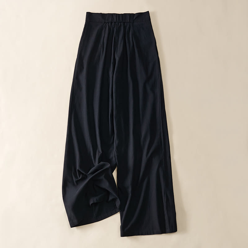 Buddha Stones Pantalones anchos de algodón con cremallera y bolsillos para mujer - image 10