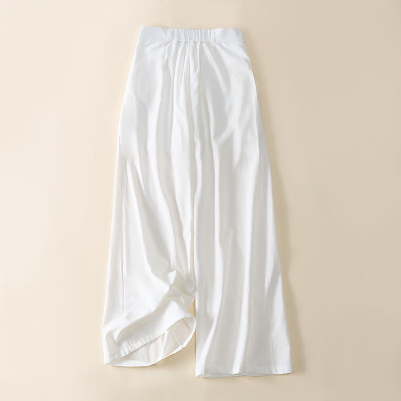 Buddha Stones Pantalones anchos de algodón con cremallera y bolsillos para mujer - Blanco - US8-10，UK/AU12-14，EU40-42 (2XL) - image 11