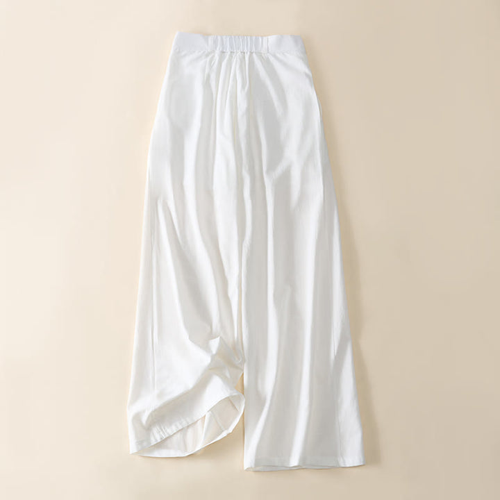 Buddha Stones Pantalones anchos de algodón con cremallera y bolsillos para mujer - Blanco - US8-10，UK/AU12-14，EU40-42 (2XL) - image 11