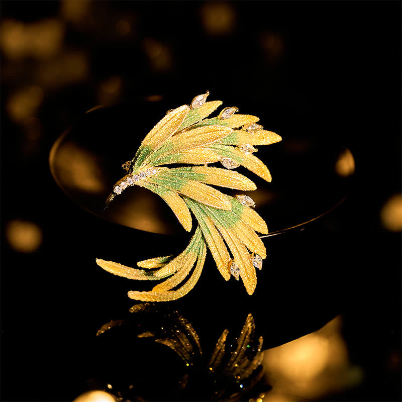 Buddha Stones Broche de cobre con la fuerza de la pluma de fénix - Fénix verde Aproximadamente 4,5*4,4 cm - image 0