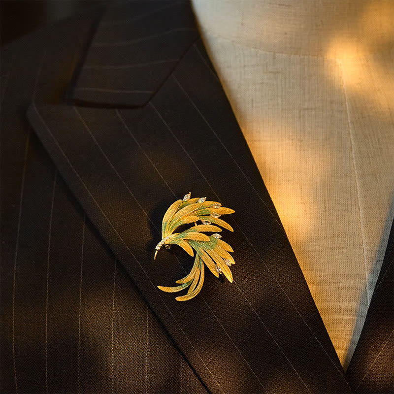 Buddha Stones Broche de cobre con la fuerza de la pluma de fénix - image 3