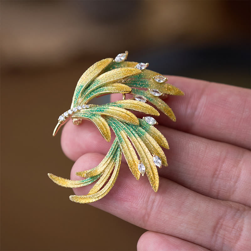 Buddha Stones Broche de cobre con la fuerza de la pluma de fénix - image 2