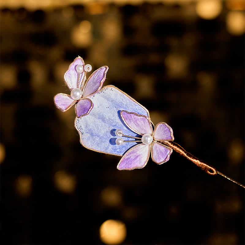 Buddha Stones Broche de mariposa morada con flor de terciopelo de seda artesanal y diseño de libertad - Mariposa morada de unos 7-8 cm - image 0