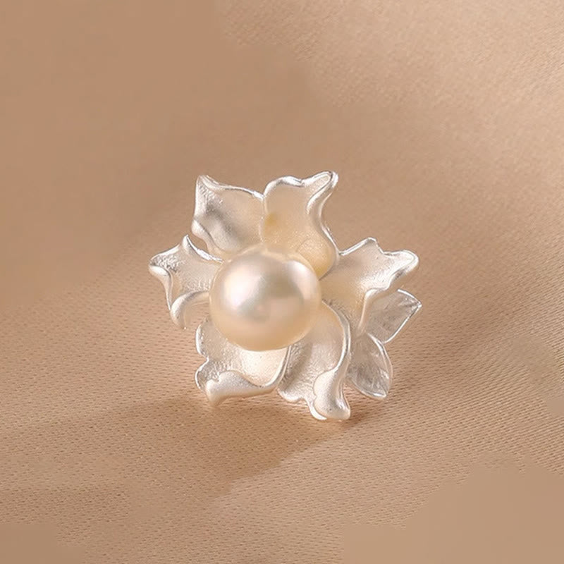 Buddha Stones Pendientes de perlas naturales con forma de flor de cobre y sanación - image 3