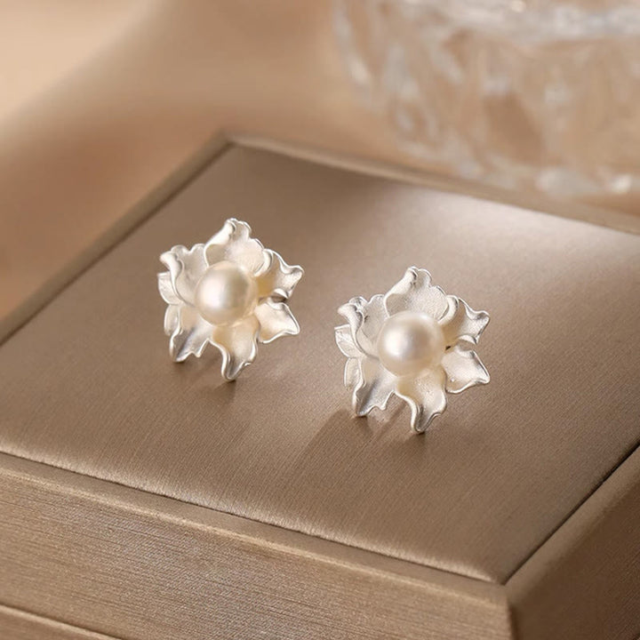 Buddha Stones Pendientes de perlas naturales con forma de flor de cobre y sanación - image 2