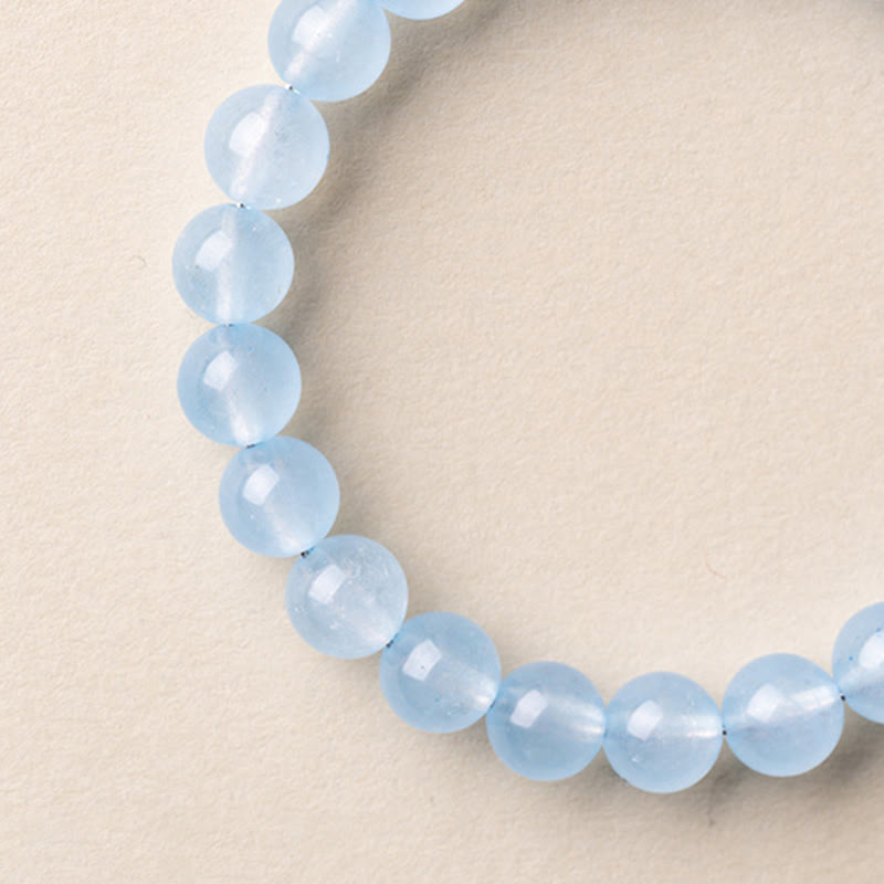 Buddha Stones Pulsera de aguamarina natural con el carácter Fu para la buena fortuna y la sanación - image 10