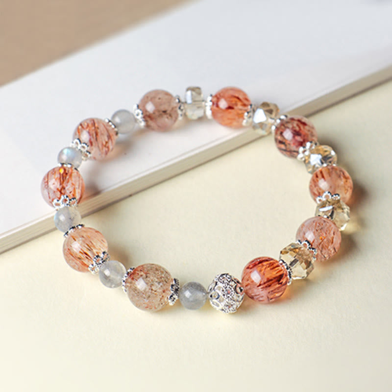 Buddha Stones Pulsera de la paz con cuentas facetadas brillantes de cristal Super Seven de aguamarina natural - image 6