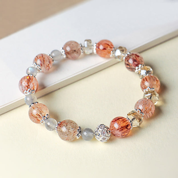 Buddha Stones Pulsera de la paz con cuentas facetadas brillantes de cristal Super Seven de aguamarina natural - image 6