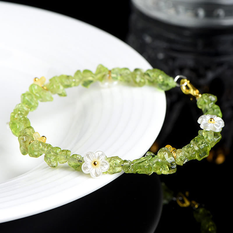 Buddha Stones Pulsera Serenity con aguamarina natural, peridoto, cuarzo fresa y varios cristales. - image 15