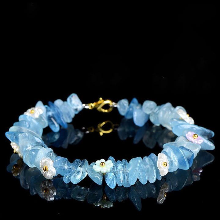 Buddha Stones Pulsera Serenity con aguamarina natural, peridoto, cuarzo fresa y varios cristales. - Aguamarina (Circunferencia de la muñeca: 14-15 cm) - image 6