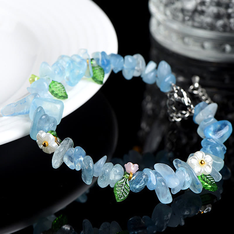 Buddha Stones Pulsera Serenity con aguamarina natural, peridoto, cuarzo fresa y varios cristales. - image 3
