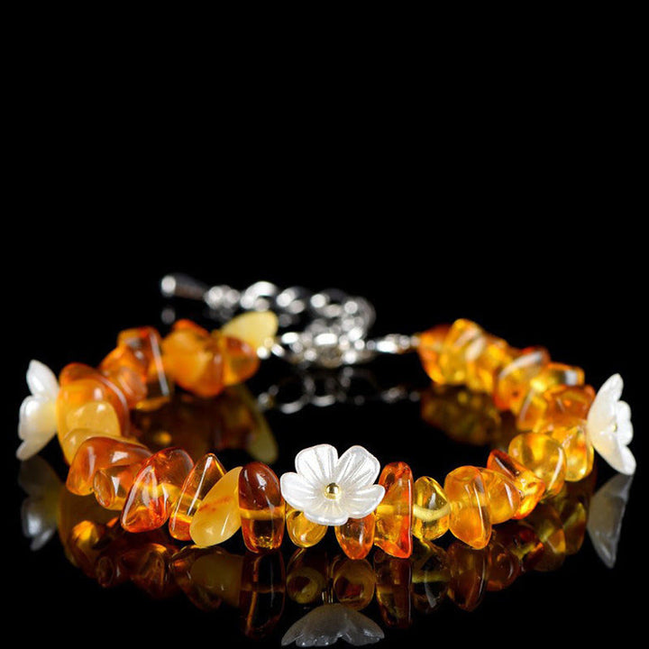 Buddha Stones Pulsera Serenity con aguamarina natural, peridoto, cuarzo fresa y varios cristales. - Ámbar (Circunferencia de la muñeca: 15-20 cm) - image 23