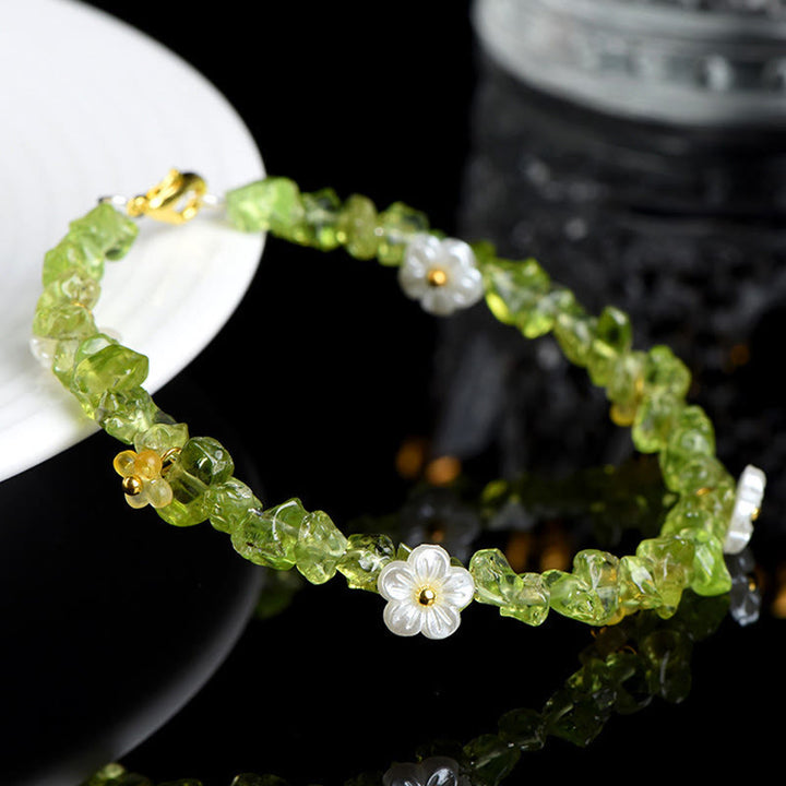 Buddha Stones Pulsera Serenity con aguamarina natural, peridoto, cuarzo fresa y varios cristales. - image 14