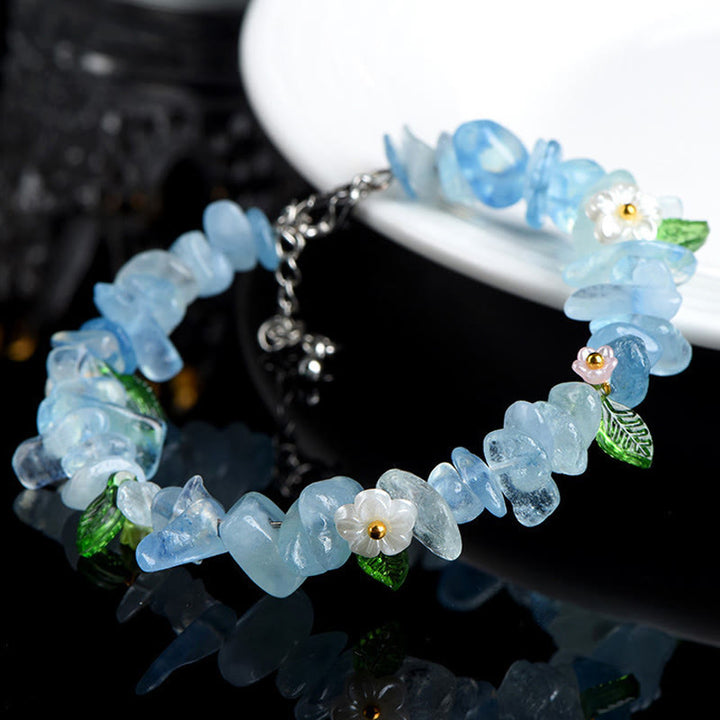 Buddha Stones Pulsera Serenity con aguamarina natural, peridoto, cuarzo fresa y varios cristales. - image 1