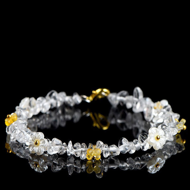 Buddha Stones Pulsera Serenity con aguamarina natural, peridoto, cuarzo fresa y varios cristales. - Cristal blanco (circunferencia de la muñeca: 14-15 cm) - image 29