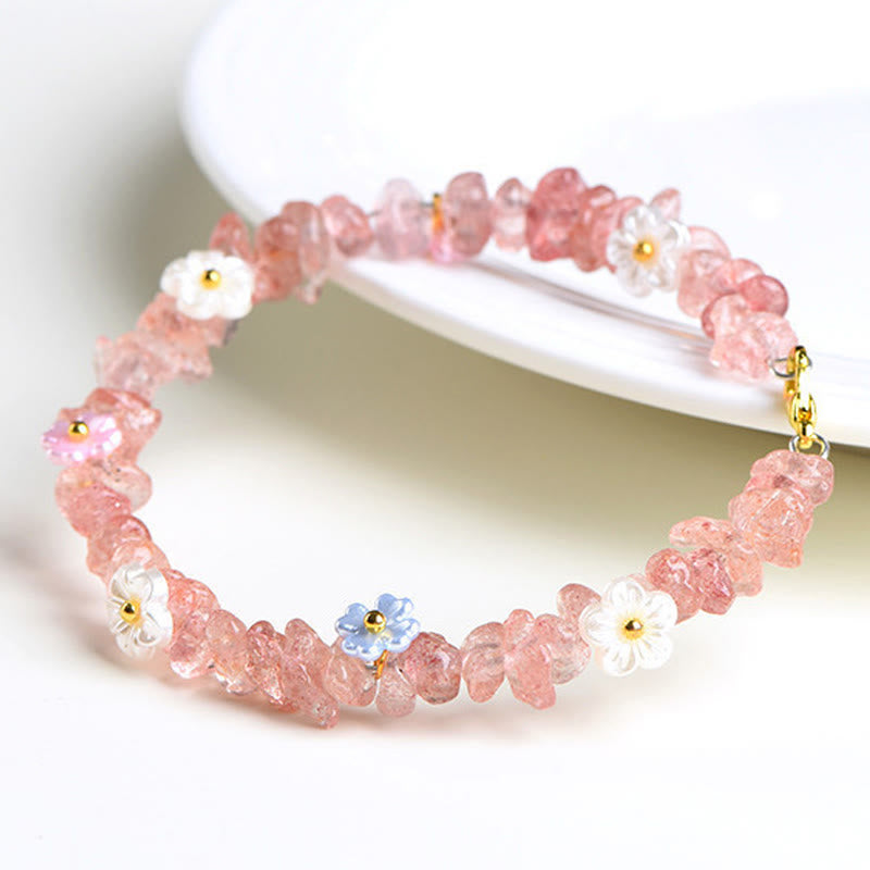 Buddha Stones Pulsera Serenity con aguamarina natural, peridoto, cuarzo fresa y varios cristales. - image 38