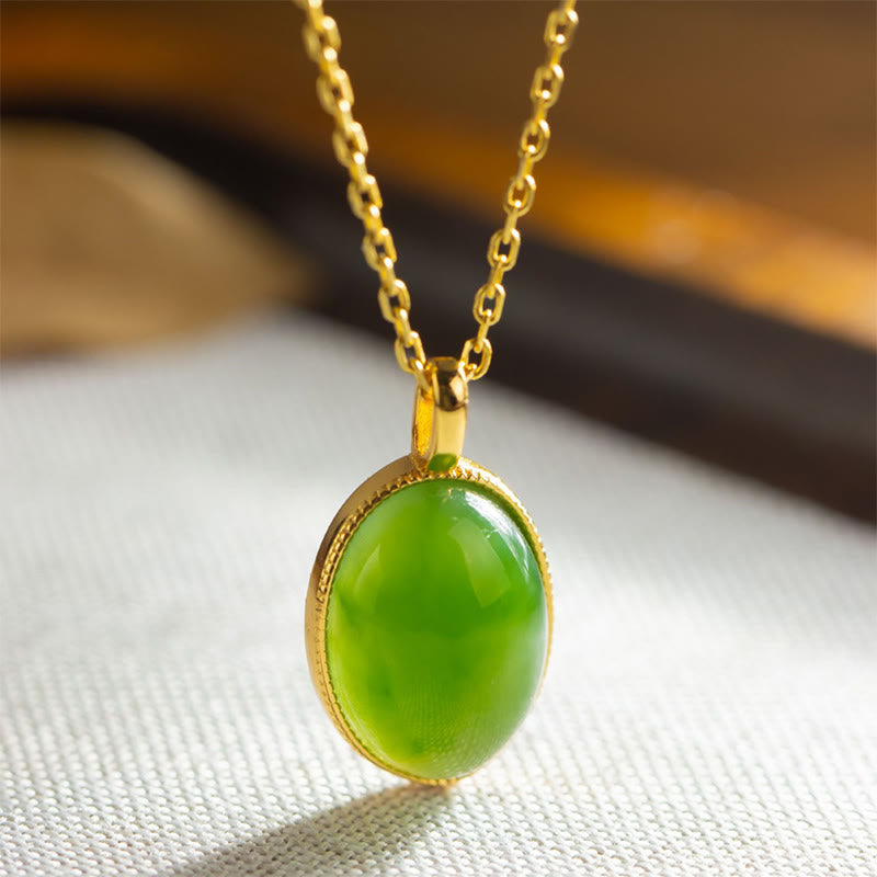 Buddha Stones Colgante de plata de ley 925 con diseño redondo de jade Hetian natural, símbolo de prosperidad. - image 2