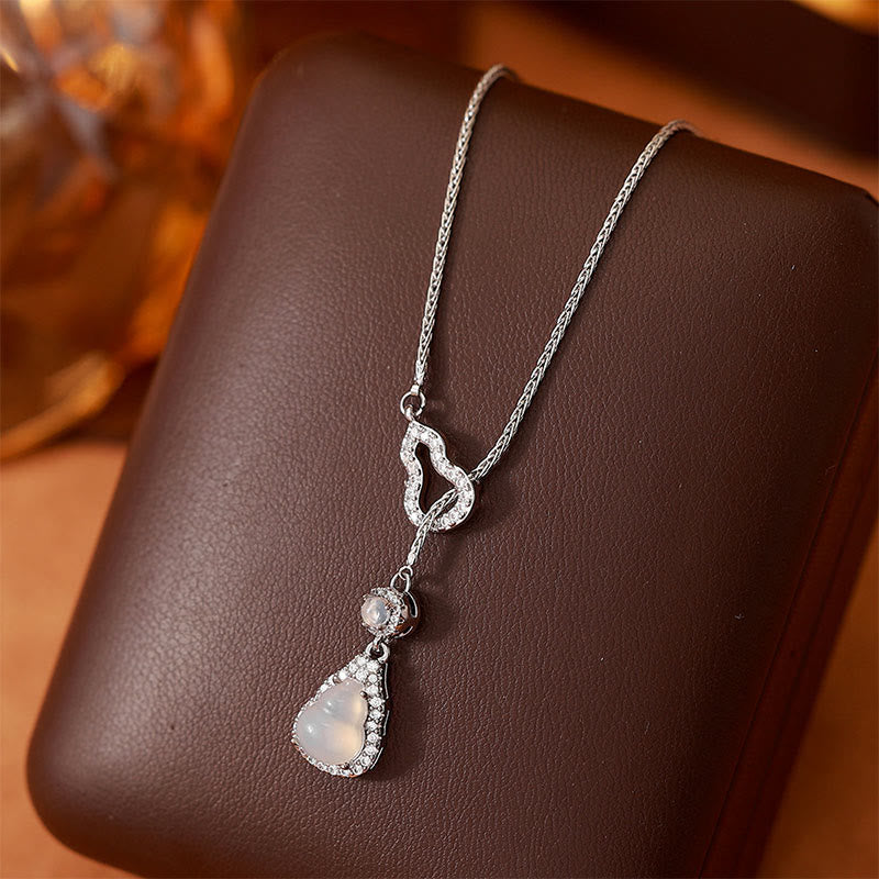 Buddha Stones Colgante de collar con forma de calabaza doble, calcedonia y cobre. - image 0