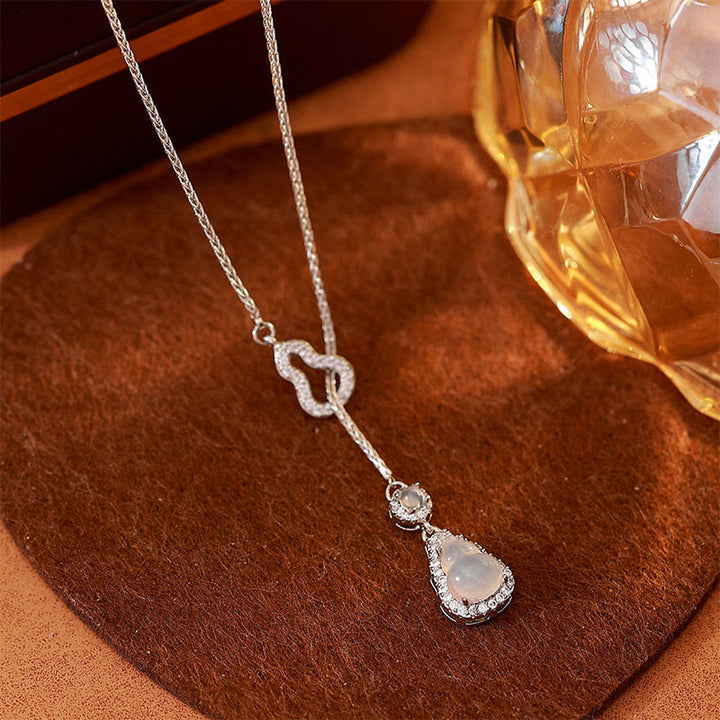 Buddha Stones Colgante de collar con forma de calabaza doble, calcedonia y cobre. - image 4