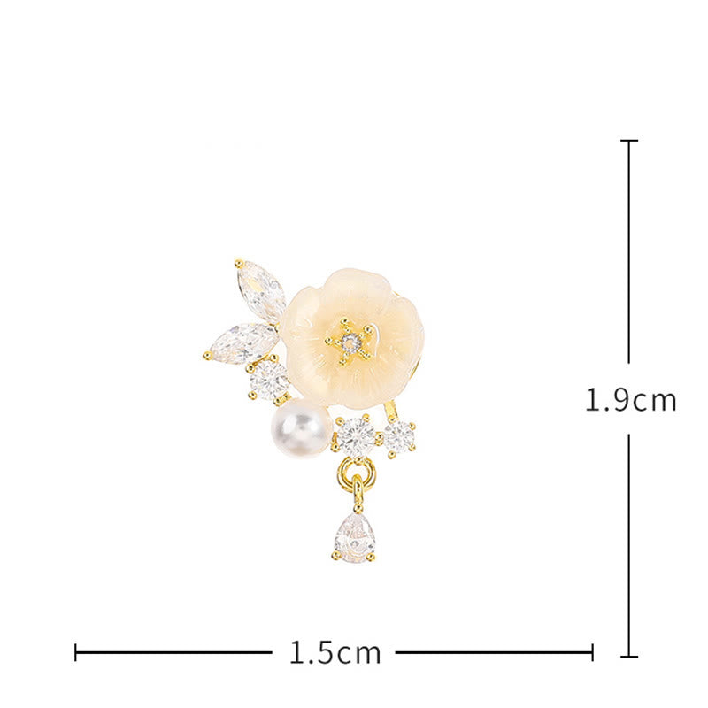 Buddha Stones Pendientes de clip con forma de rosa blanca y circonita de cobre. - image 6