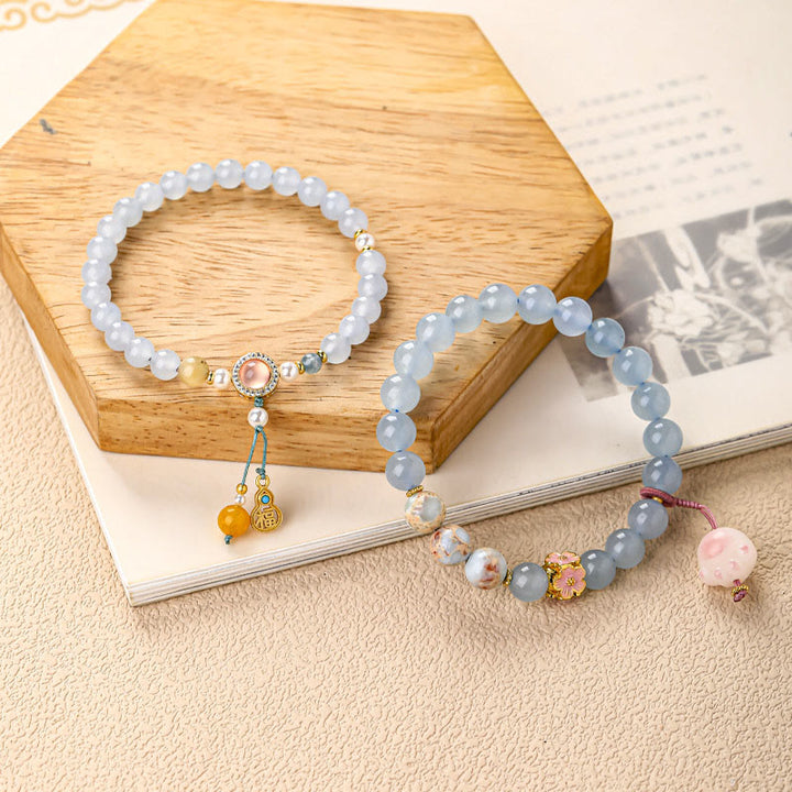 Buddha Stones Pulsera curativa con forma de pata de gato y calcedonia azul Fu - image 5