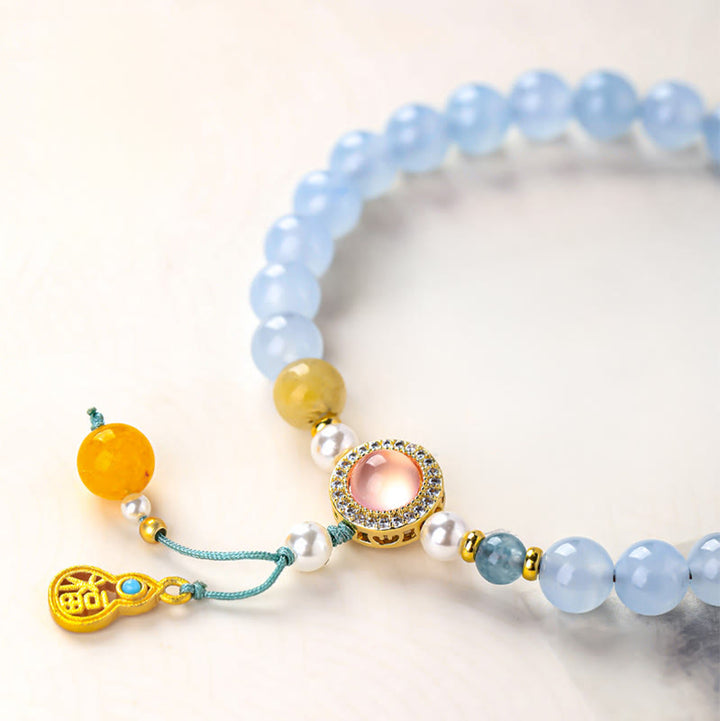 Buddha Stones Pulsera curativa con forma de pata de gato y calcedonia azul Fu - image 7