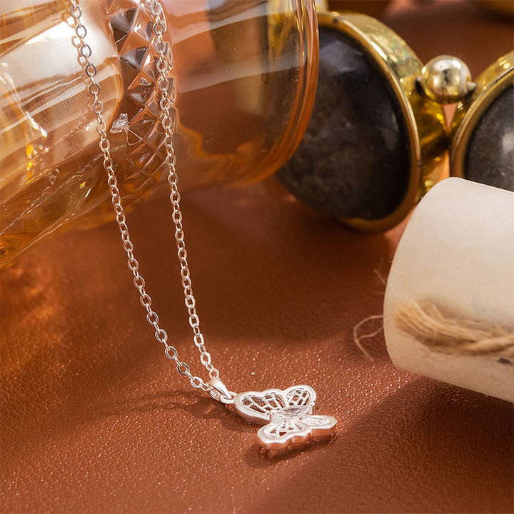 Buddha Stones Colgante de mariposa de plata de ley 999 para collar protector - image 3