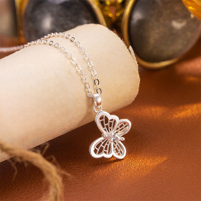 Buddha Stones Colgante de mariposa de plata de ley 999 para collar protector - image 2