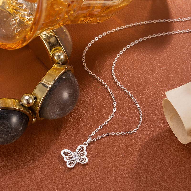 Buddha Stones Colgante de mariposa de plata de ley 999 para collar protector - image 1