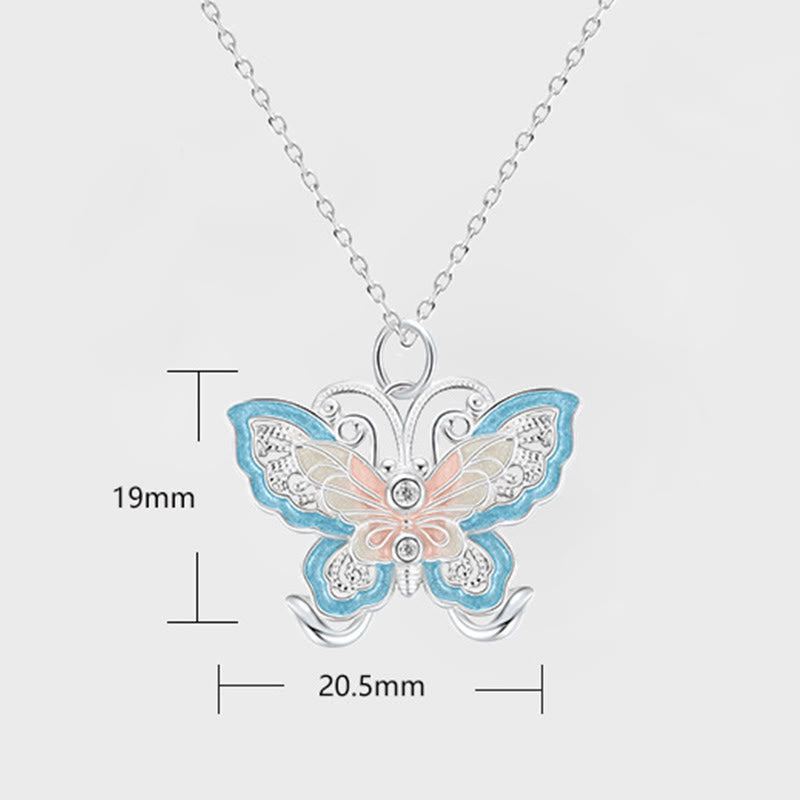 Buddha Stones Colgante de mariposa de plata de ley 999 con esmalte azul para protección. - image 7