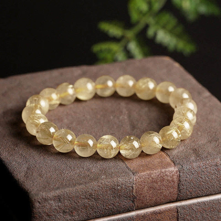 Pulsera de protección de auspiciosidad de cuarzo rutilado natural con Buddha Stones - image 6