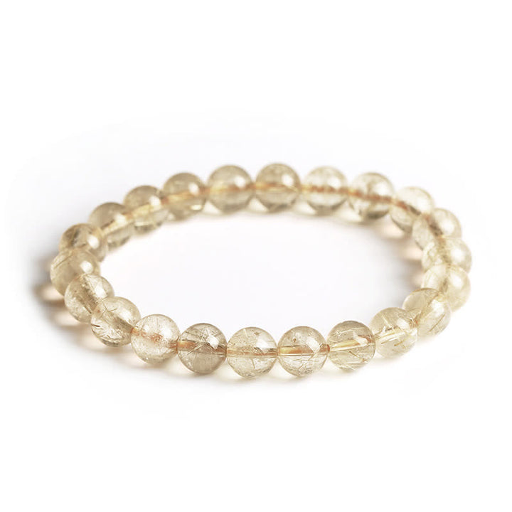 Pulsera de protección de auspiciosidad de cuarzo rutilado natural con Buddha Stones - image 9