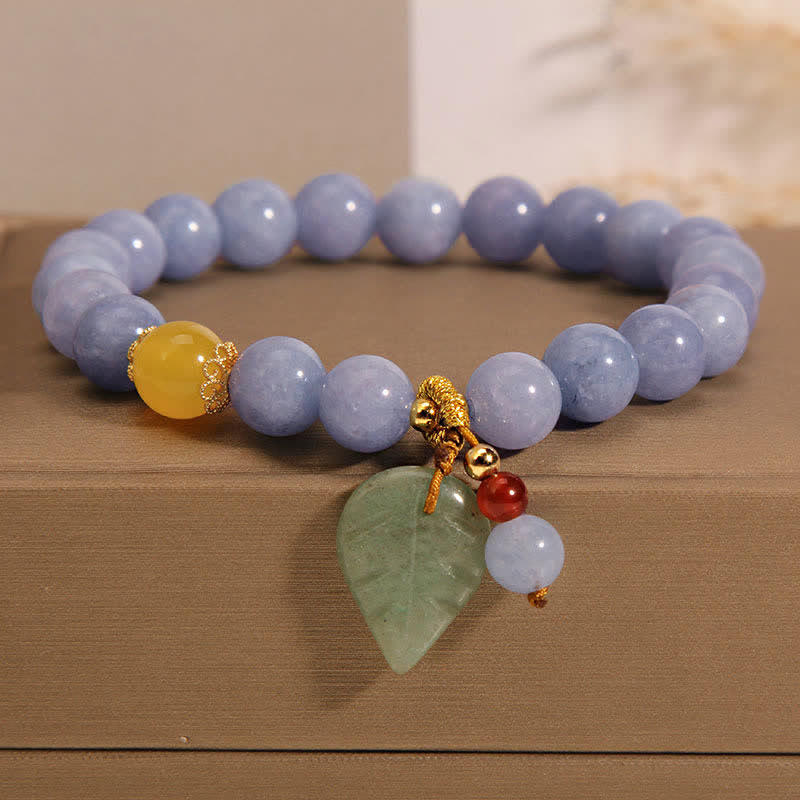 Pulsera con dijes curativos de hojas de jade, aguamarina y Buddha Stones - Aguamarina (Paz♥Serenidad) - image 0