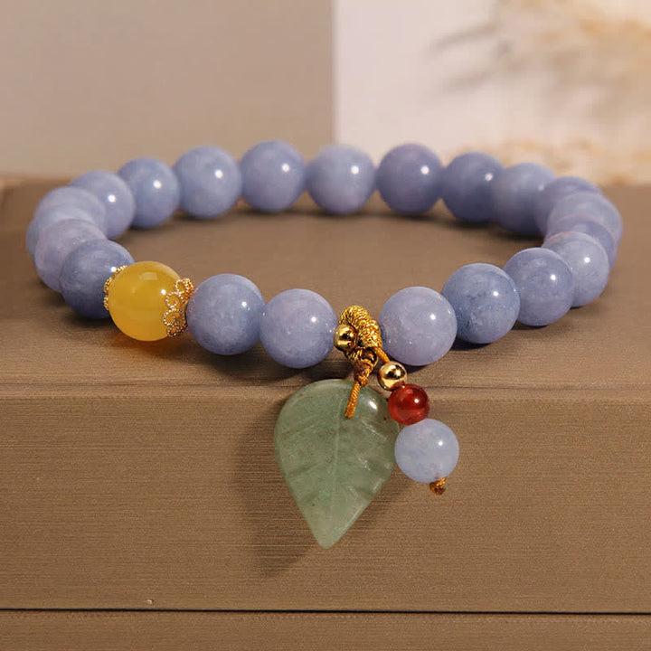 Pulsera con dijes curativos de hojas de jade, aguamarina y Buddha Stones - Aguamarina (Paz♥Serenidad) - image 0