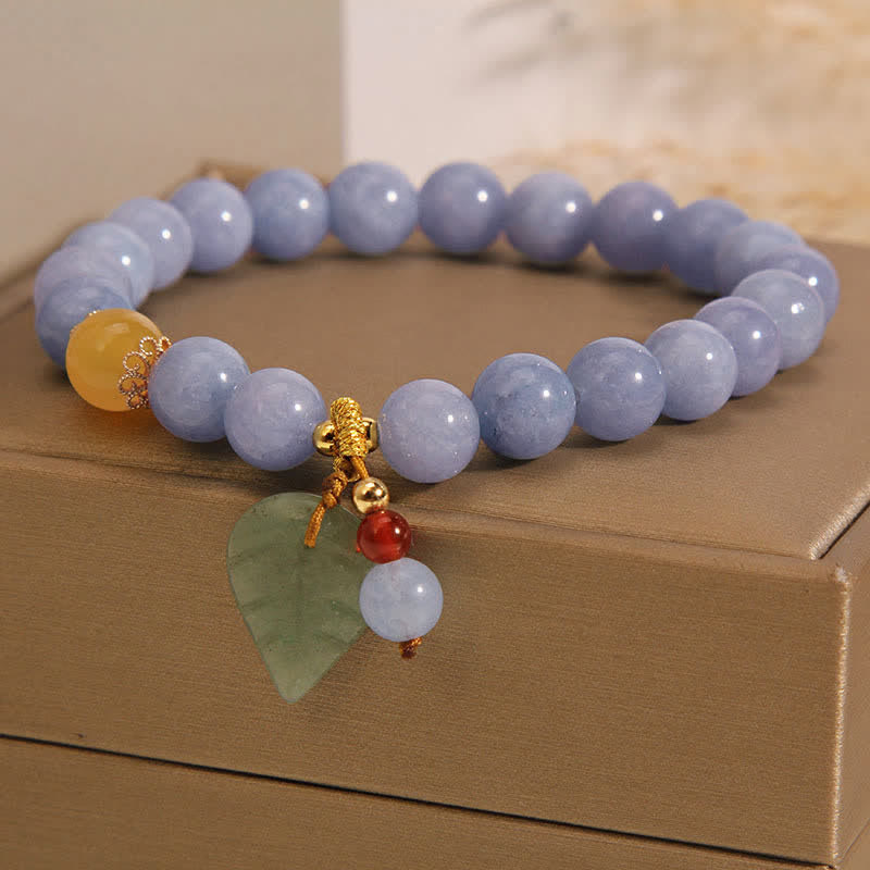 Pulsera con dijes curativos de hojas de jade, aguamarina y Buddha Stones - image 6