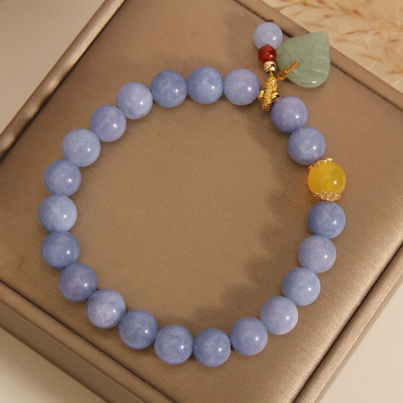 Pulsera con dijes curativos de hojas de jade, aguamarina y Buddha Stones - image 8
