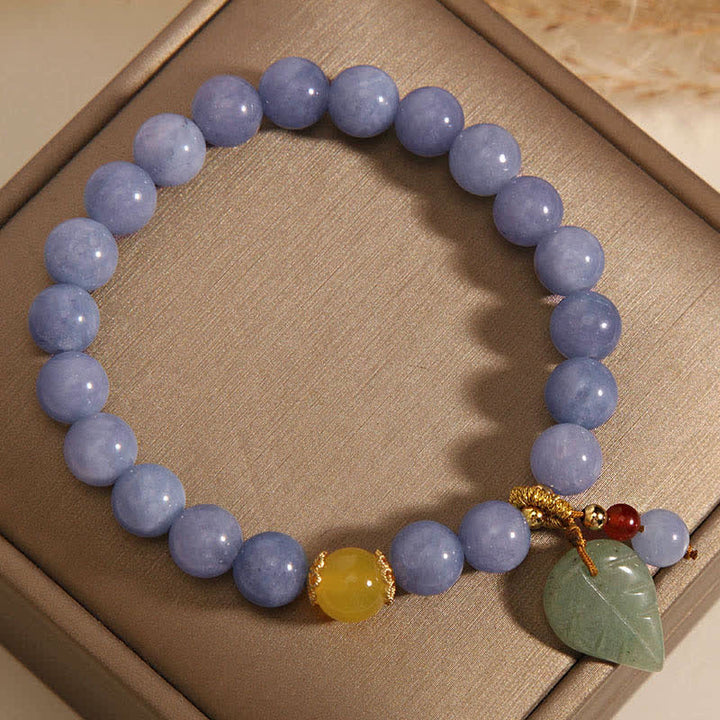 Pulsera con dijes curativos de hojas de jade, aguamarina y Buddha Stones - image 7