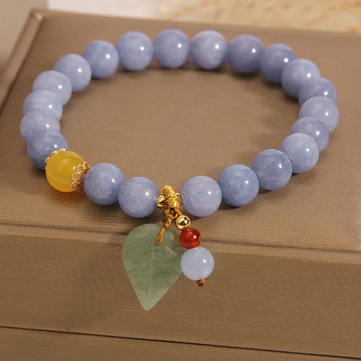 Pulsera con dijes curativos de hojas de jade, aguamarina y Buddha Stones - image 4
