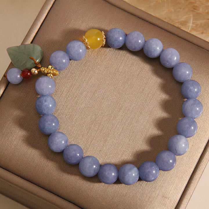 Pulsera con dijes curativos de hojas de jade, aguamarina y Buddha Stones - image 9