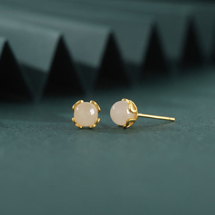 Buddha Stones Pendientes de encaje en forma de corazón de plata de ley 925 con jade Hetian y diseño de armonía. - image 3