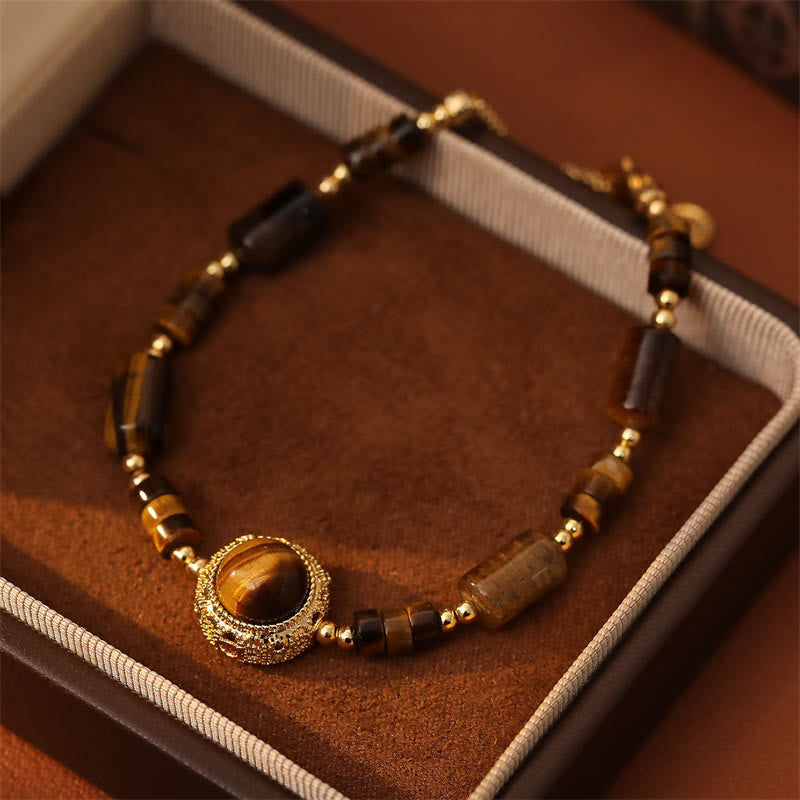 Buddha Stones Pulsera de cadena protectora de fuerza con ojo de tigre natural - image 2