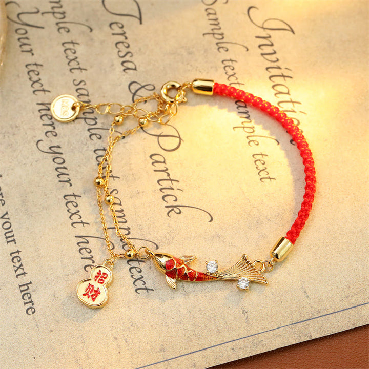 Buddha Stones Pulsera de la suerte con dije de calabaza y diseño de pez koi para atraer riqueza - image 3